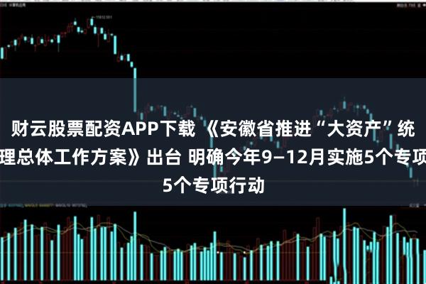 财云股票配资APP下载 《安徽省推进“大资产”统筹管理总体工作方案》出台 明确今年9—12月实施5个专项行动